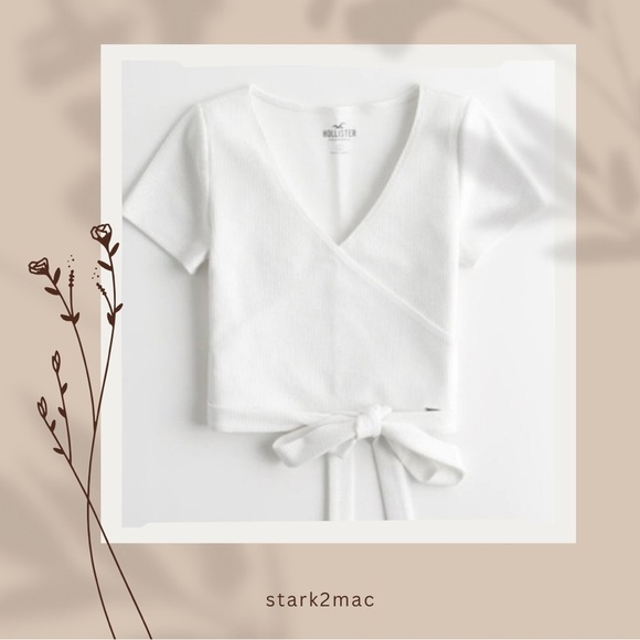 Hollister White Wrap Tie Front Short Sleeve Tee - Picture 1 of 7